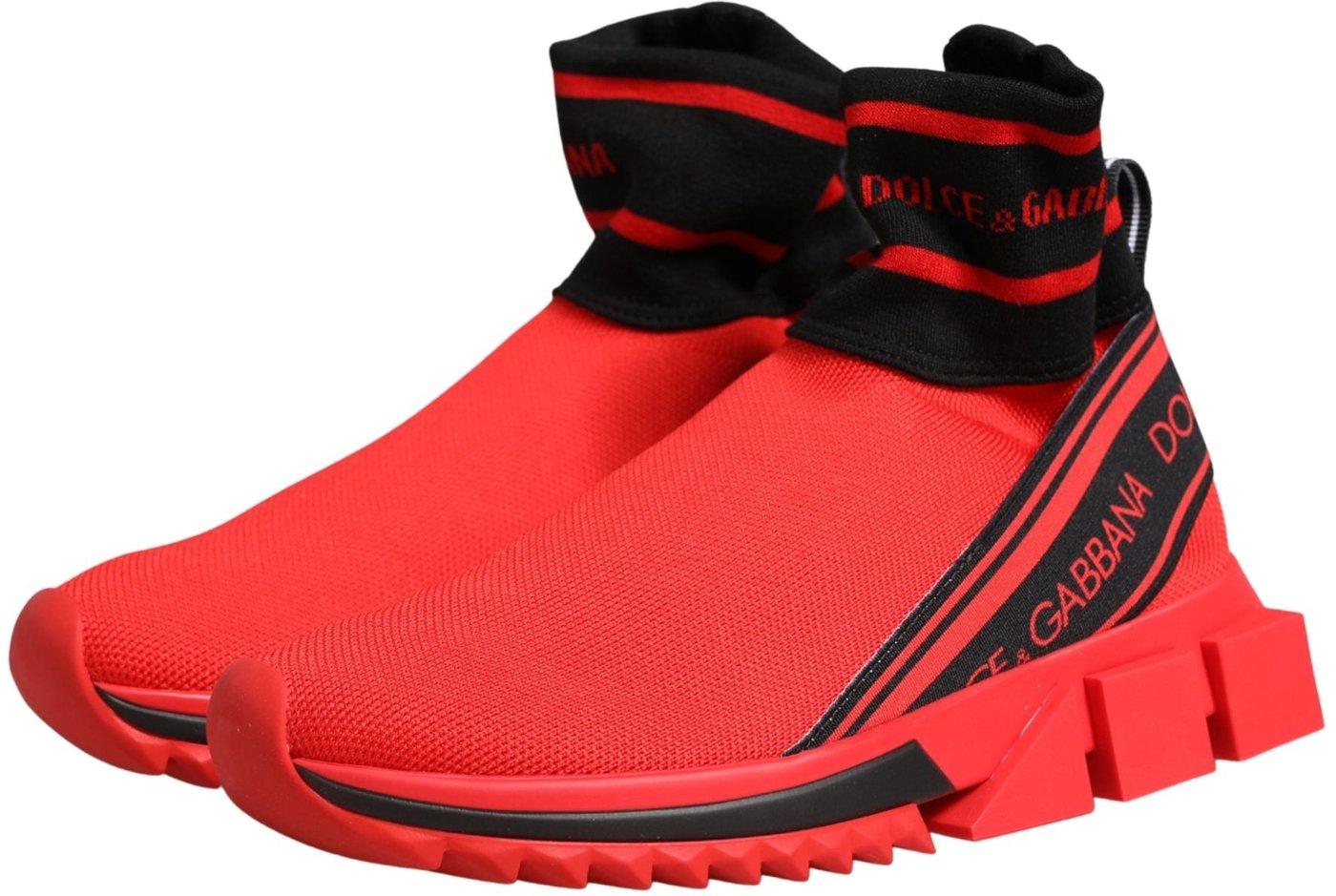Dolce & Gabbana Red Black Sorrento Socks Sneakers Shoes