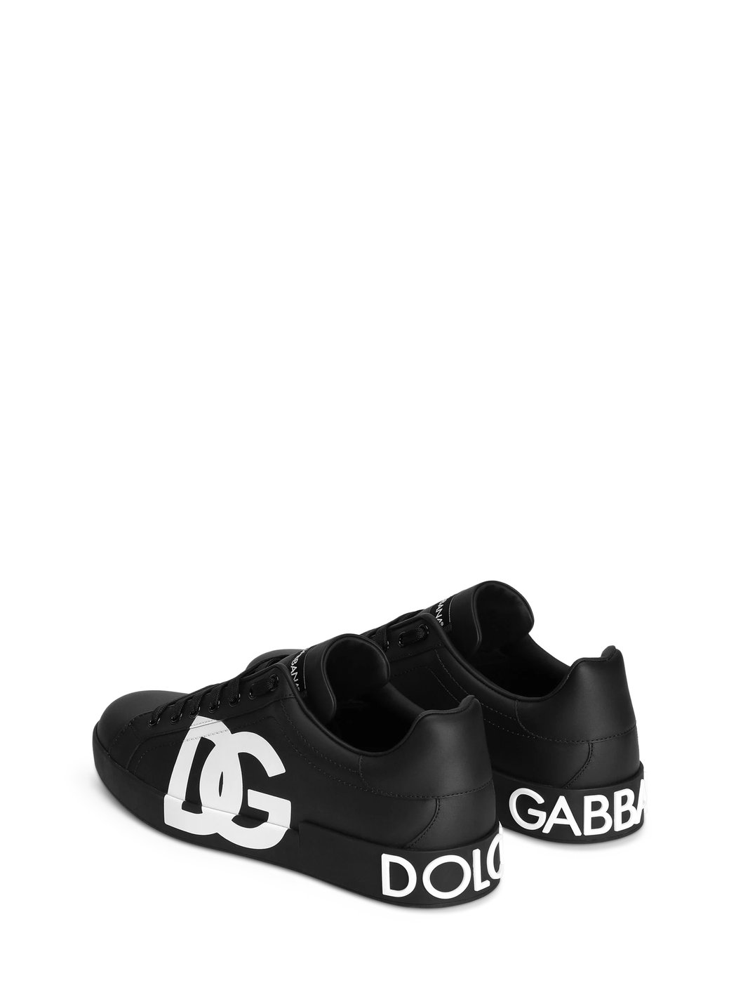 Low-Top Black Leather Sneakers with Bold Lettering