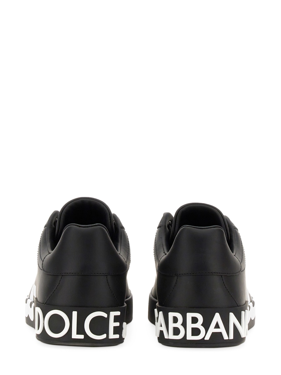 Low-Top Black Leather Sneakers with Bold Lettering