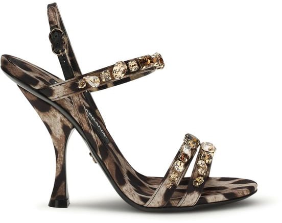 Dolce & Gabbana Brown Fabric Stiletto Heel Sandals