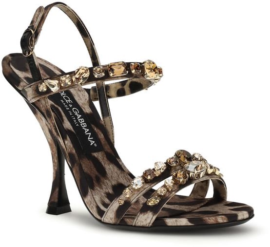 Dolce & Gabbana Brown Fabric Stiletto Heel Sandals