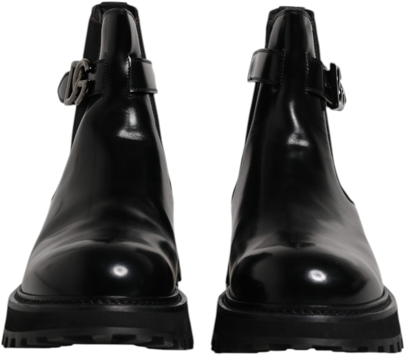 Dolce & Gabbana Black Belted DG Logo Men Chelsea Boots Shoes