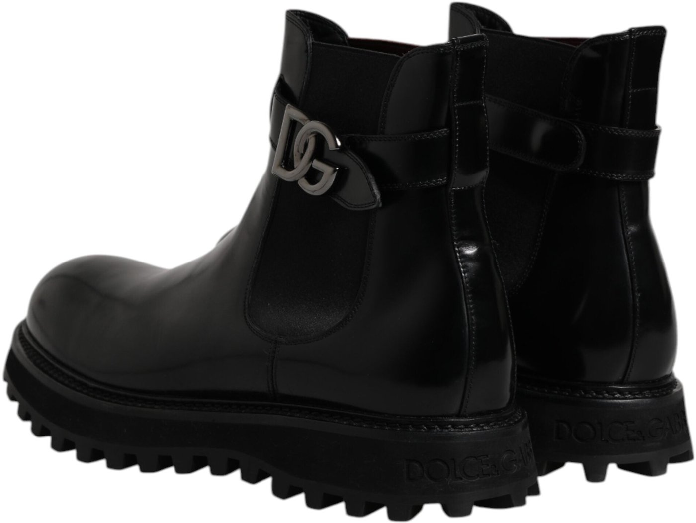 Dolce & Gabbana Black Belted DG Logo Men Chelsea Boots Shoes