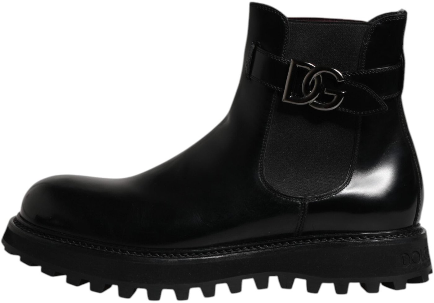 Dolce & Gabbana Black Belted DG Logo Men Chelsea Boots Shoes