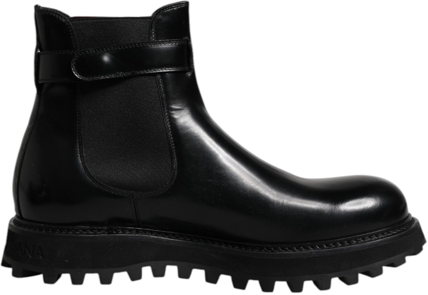 Dolce & Gabbana Black Belted DG Logo Men Chelsea Boots Shoes