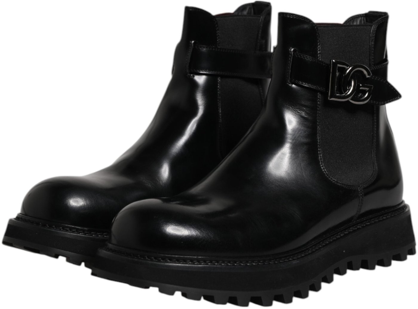 Dolce & Gabbana Black Belted DG Logo Men Chelsea Boots Shoes