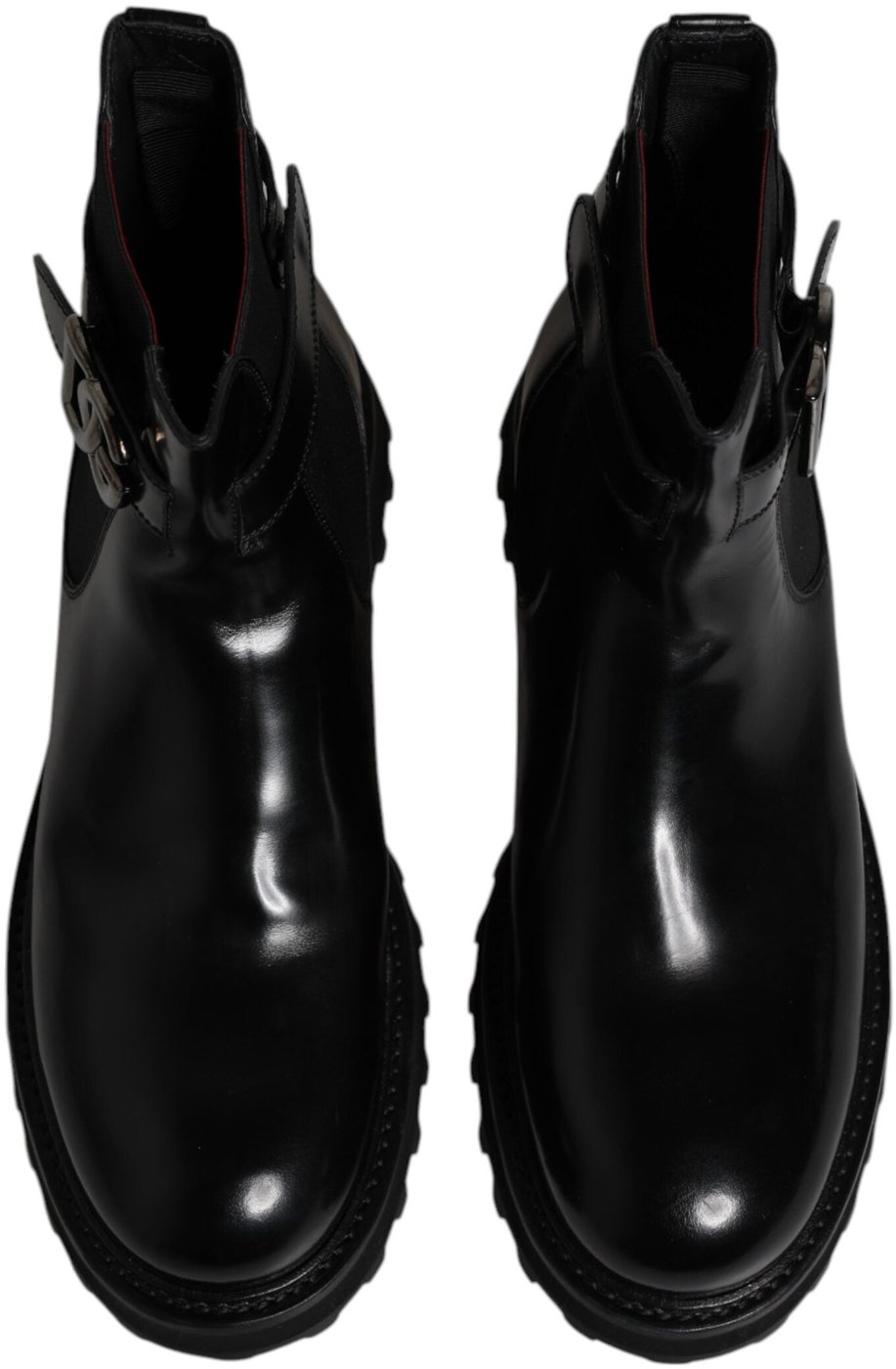 Dolce & Gabbana Black Belted DG Logo Men Chelsea Boots Shoes