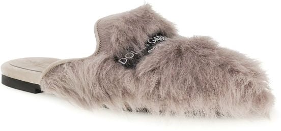 Dolce & Gabbana Gray Lamb Ovis Aries Mules
