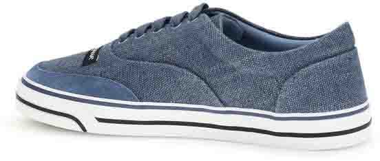Dolce & Gabbana Blue Linen Low Top Sneakers