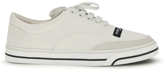 Dolce & Gabbana White Linen Low Top Sneakers