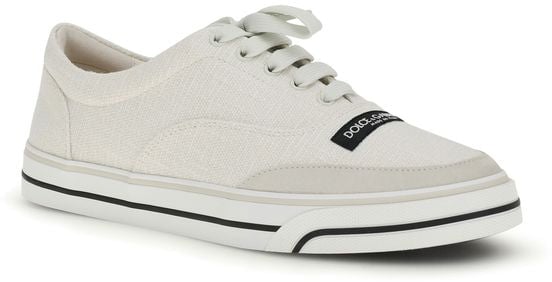 Dolce & Gabbana White Linen Low Top Sneakers