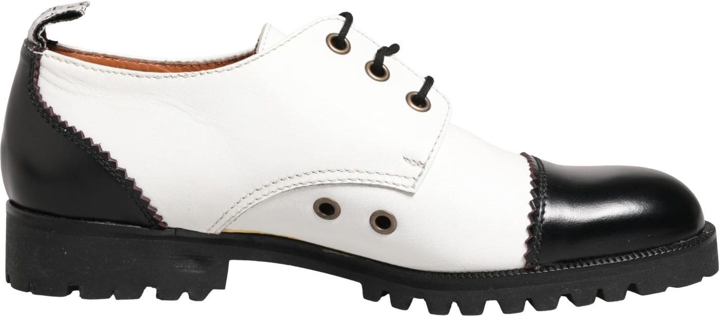 Dolce & Gabbana Black White Leather Derby Shoes