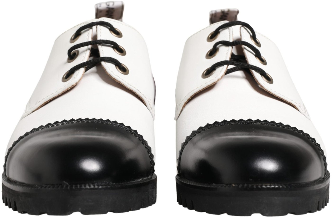 Dolce & Gabbana Black White Leather Derby Shoes