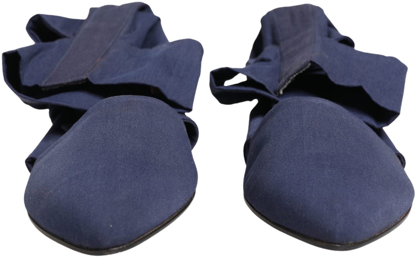 Dolce & Gabbana Blue Cotton Ankle Boots Shoes