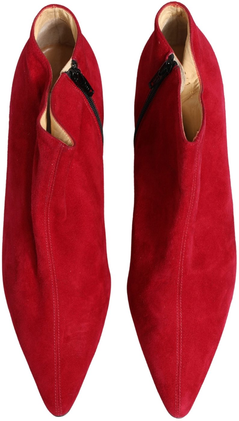 Dolce & Gabbana Red Suede Ankle Boots Shoes
