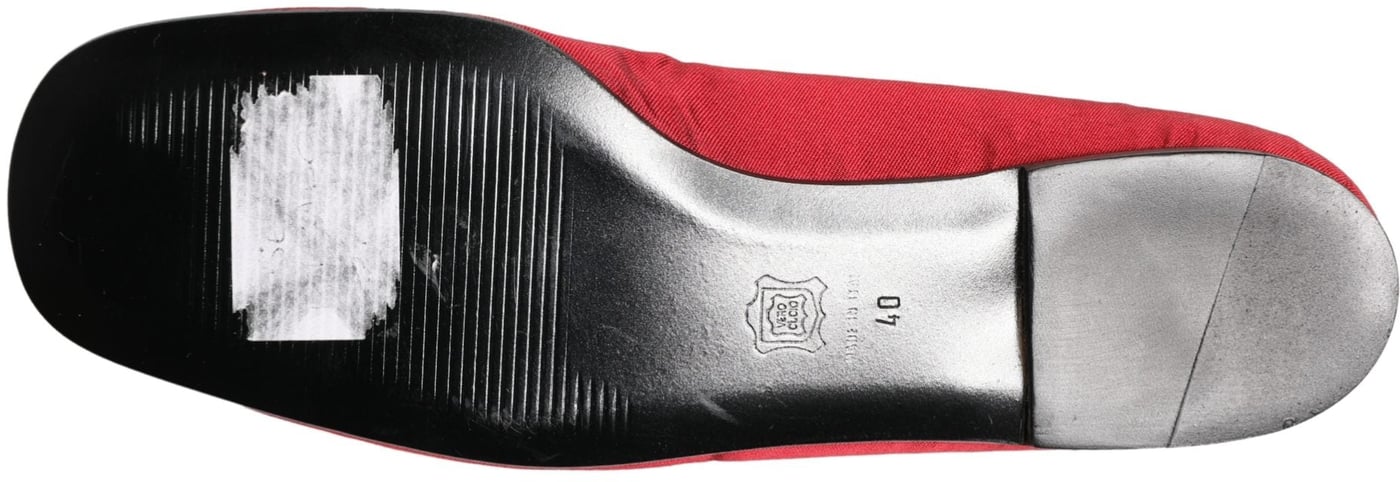 Dolce & Gabbana Red Satin Fabric Ballet Slip On Flats Shoes