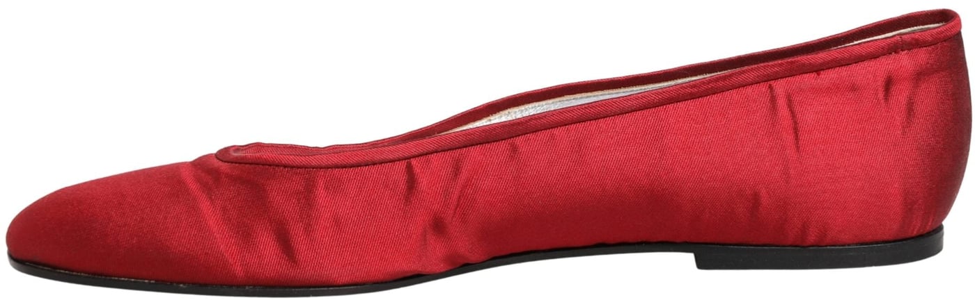 Dolce & Gabbana Red Satin Fabric Ballet Slip On Flats Shoes