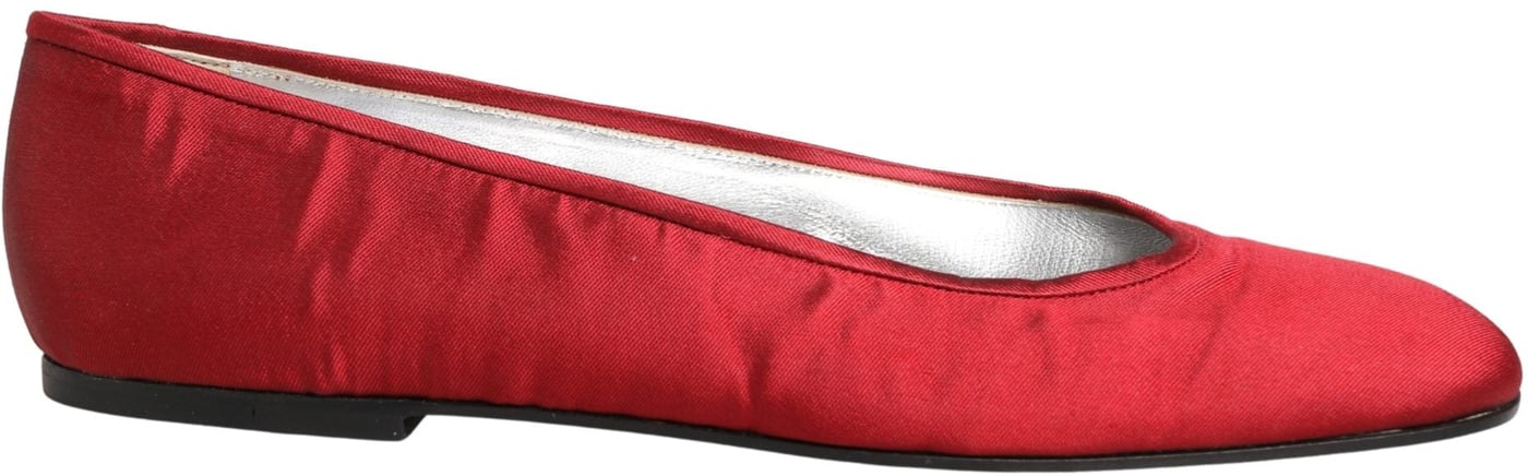 Dolce & Gabbana Red Satin Fabric Ballet Slip On Flats Shoes
