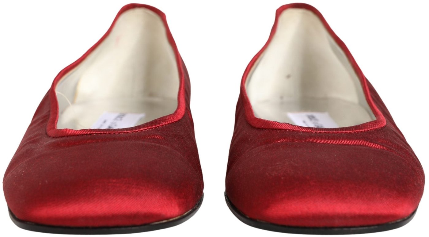 Dolce & Gabbana Red Satin Fabric Ballet Slip On Flats Shoes
