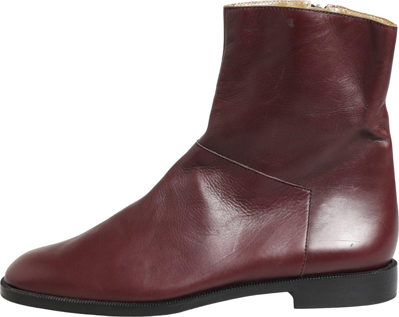 Dolce & Gabbana Maroon Leather Flats Biker Ankle Boots Shoes