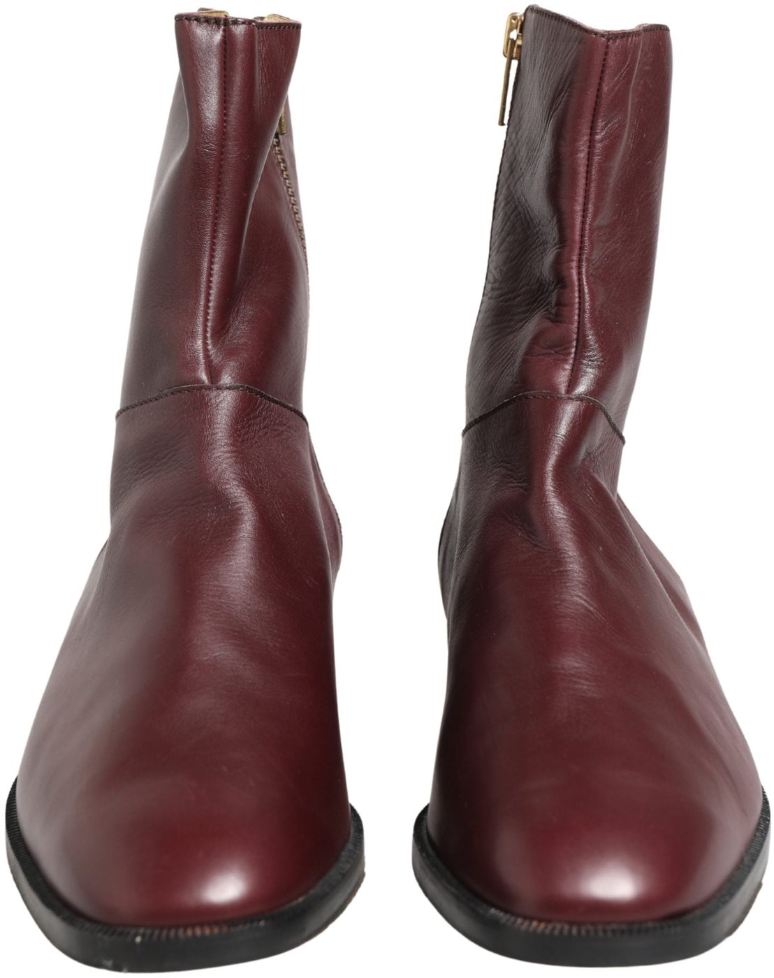Dolce & Gabbana Maroon Leather Flats Biker Ankle Boots Shoes