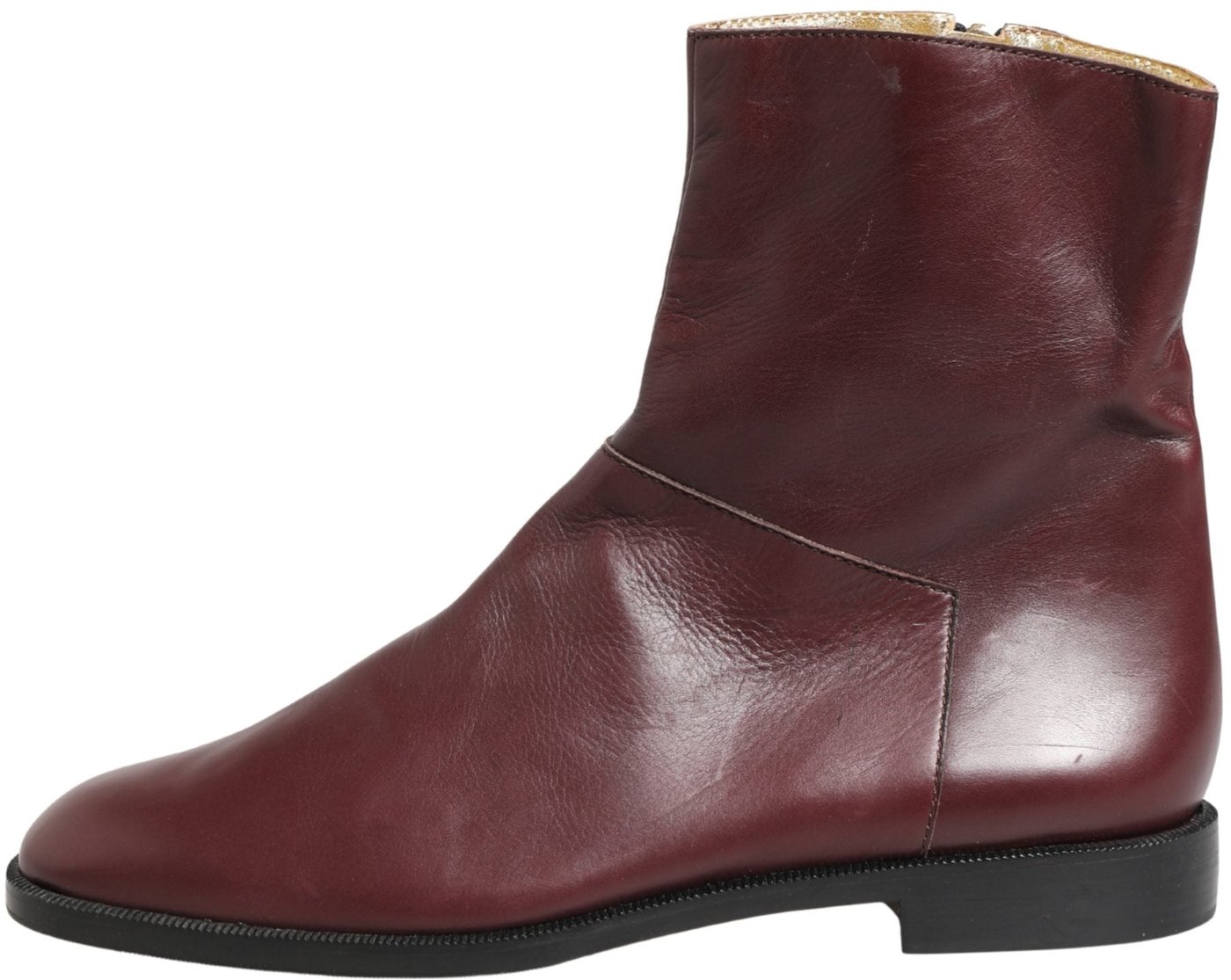 Dolce & Gabbana Maroon Leather Flats Biker Ankle Boots Shoes
