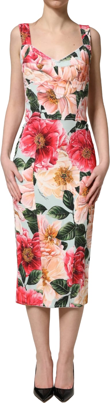 Dolce & Gabbana Multicolor Floral Print Viscose Sheath Dress
