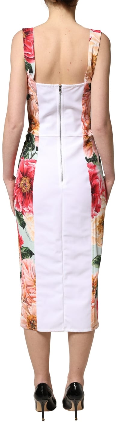 Dolce & Gabbana Multicolor Floral Print Viscose Sheath Dress
