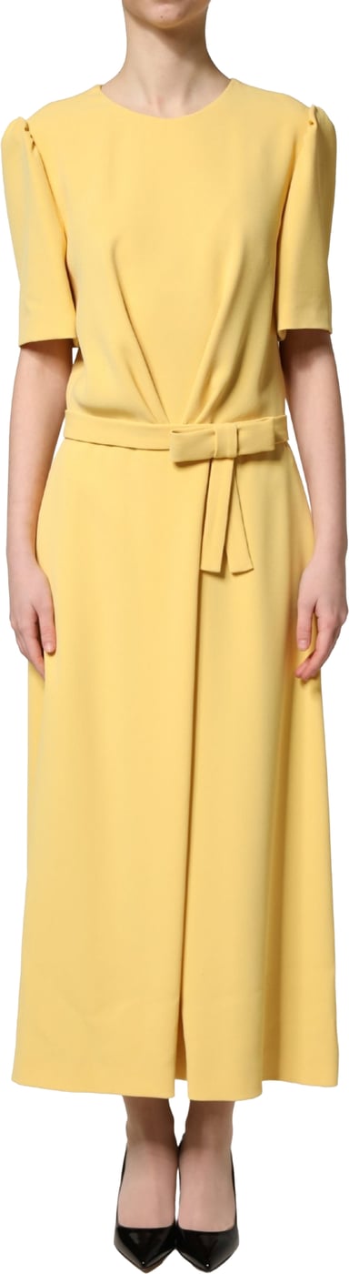 Dolce & Gabbana Yellow Short-Sleeved Crew Neck Midi Dress