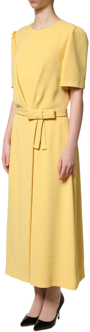 Dolce & Gabbana Yellow Short-Sleeved Crew Neck Midi Dress