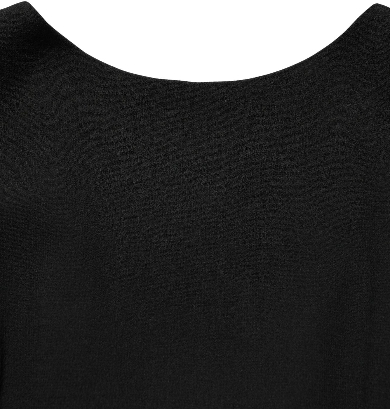Dolce & Gabbana Black Wool Crepe Long Sleeves Midi Dress