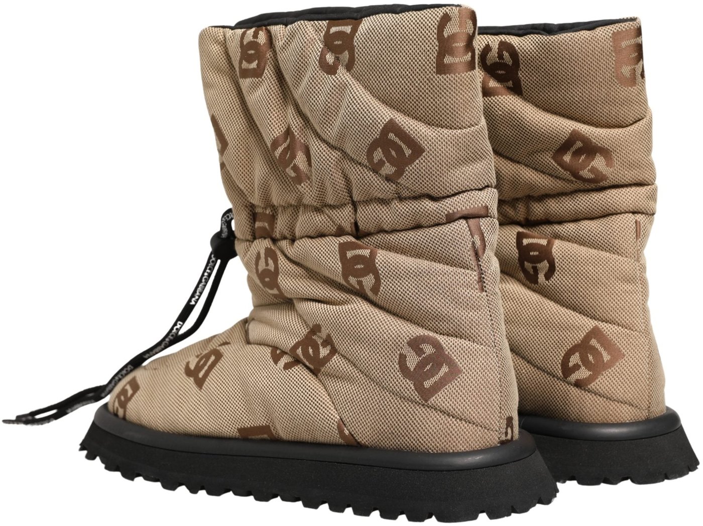 Dolce & Gabbana Brown Logo Print Lace Up Snow Boots Shoes
