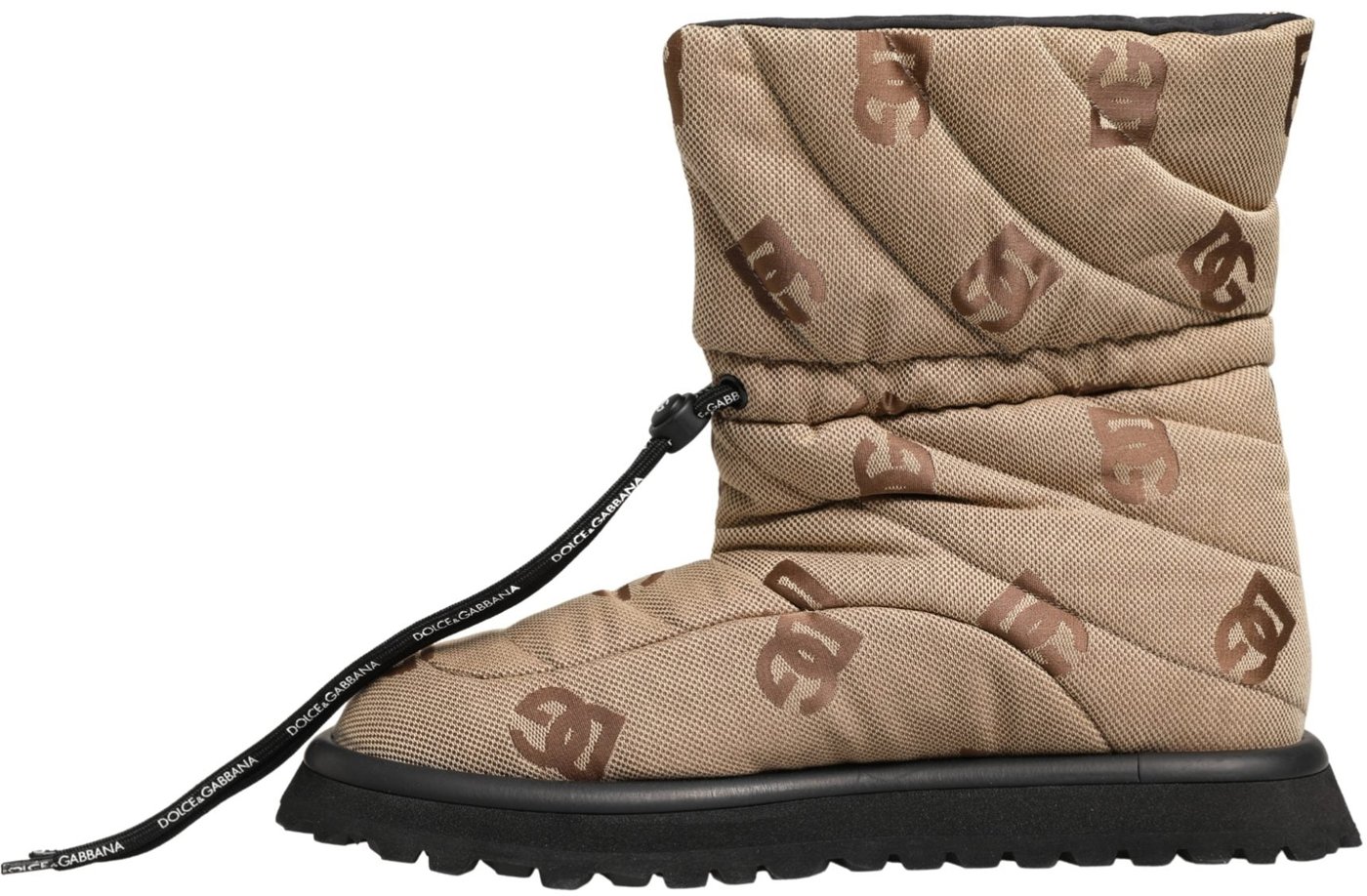 Dolce & Gabbana Brown Logo Print Lace Up Snow Boots Shoes