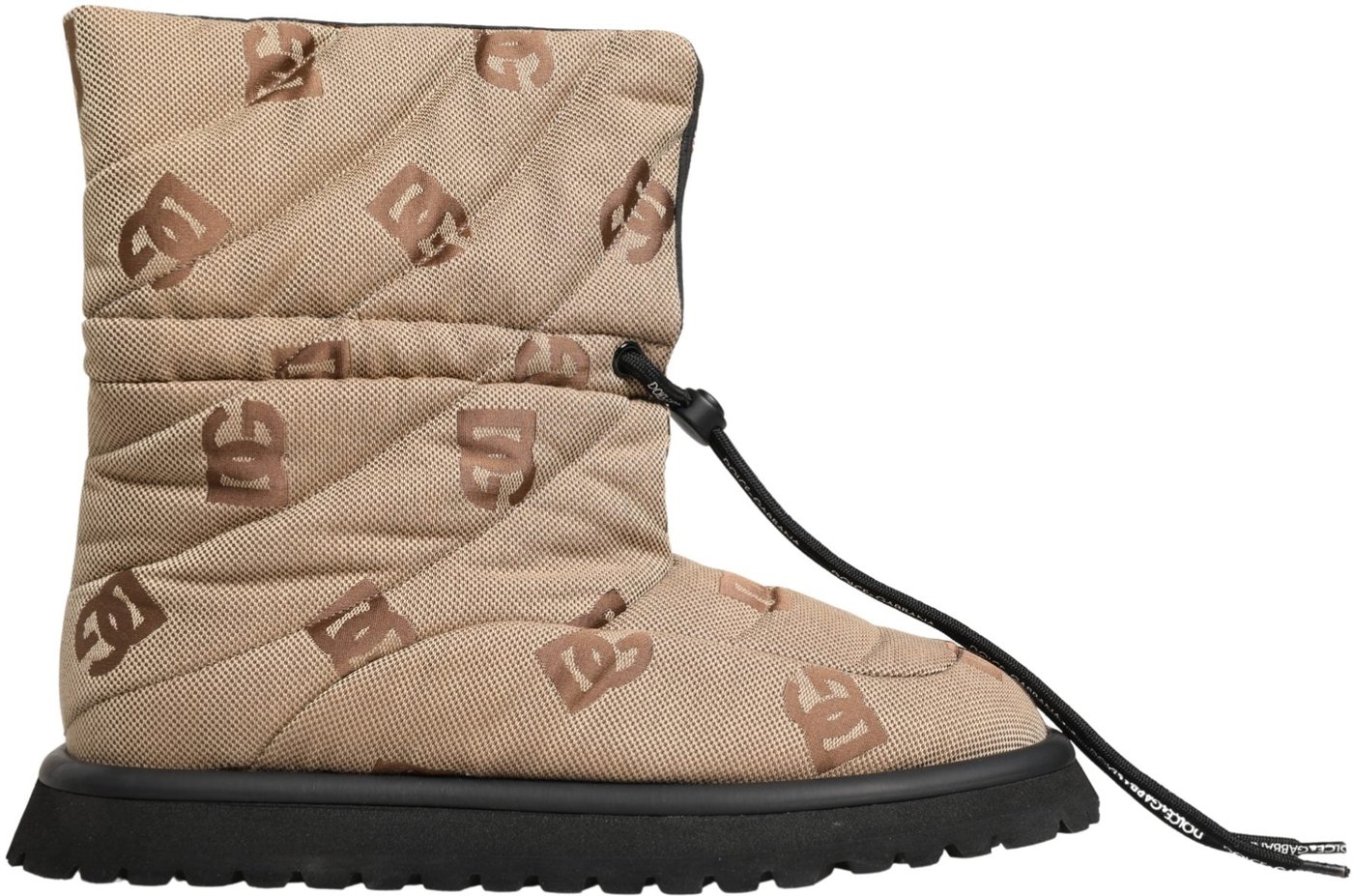 Dolce & Gabbana Brown Logo Print Lace Up Snow Boots Shoes