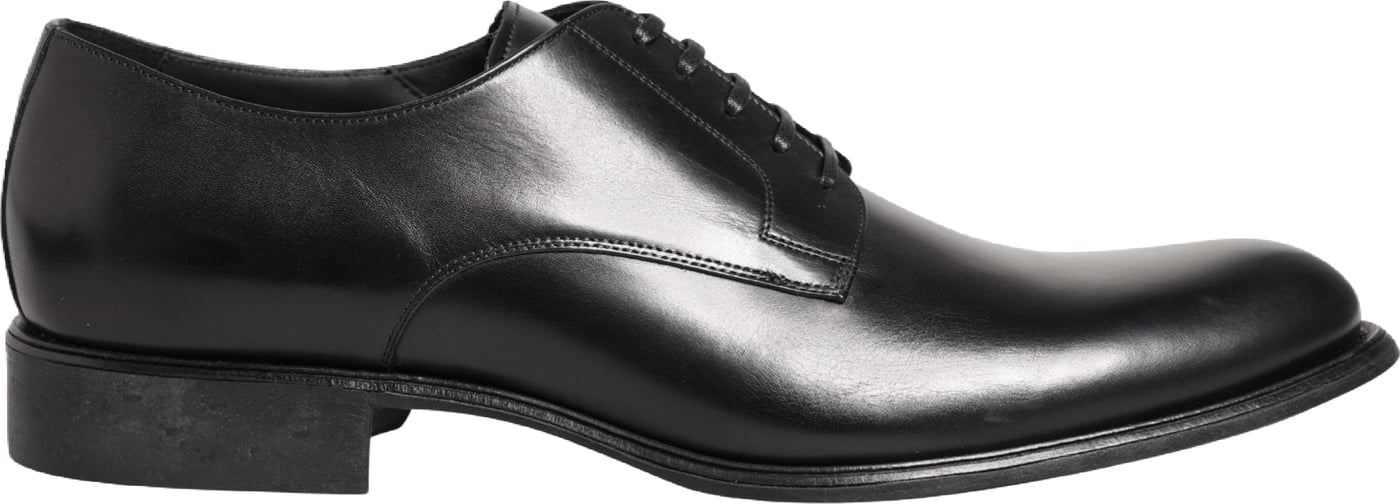 Dolce & Gabbana Black Calfskin Leather Derby Men Dress Shoes