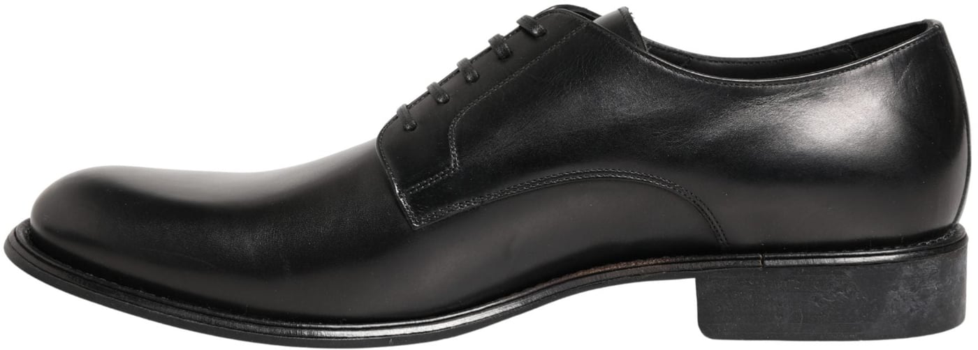Dolce & Gabbana Black Calfskin Leather Derby Men Dress Shoes