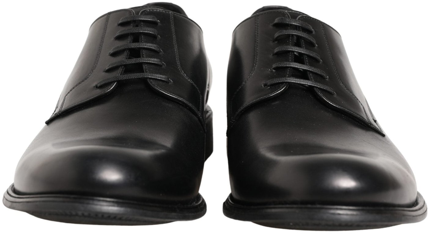 Dolce & Gabbana Black Calfskin Leather Derby Men Dress Shoes