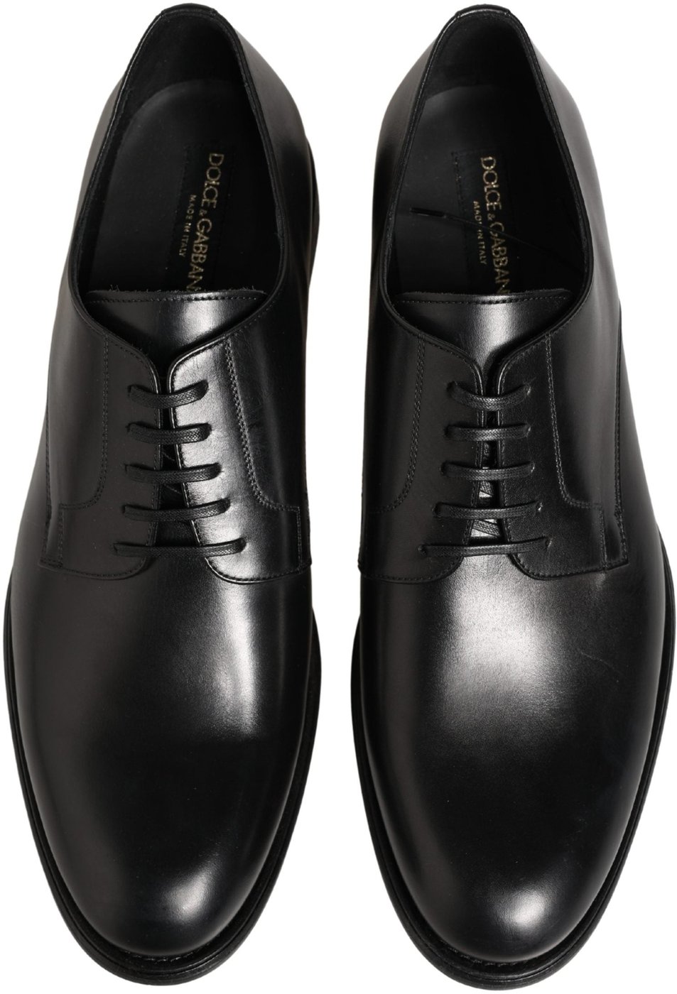 Dolce & Gabbana Black Calfskin Leather Derby Men Dress Shoes