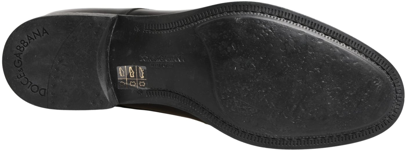 Dolce & Gabbana Black Calfskin Leather Derby Men Dress Shoes
