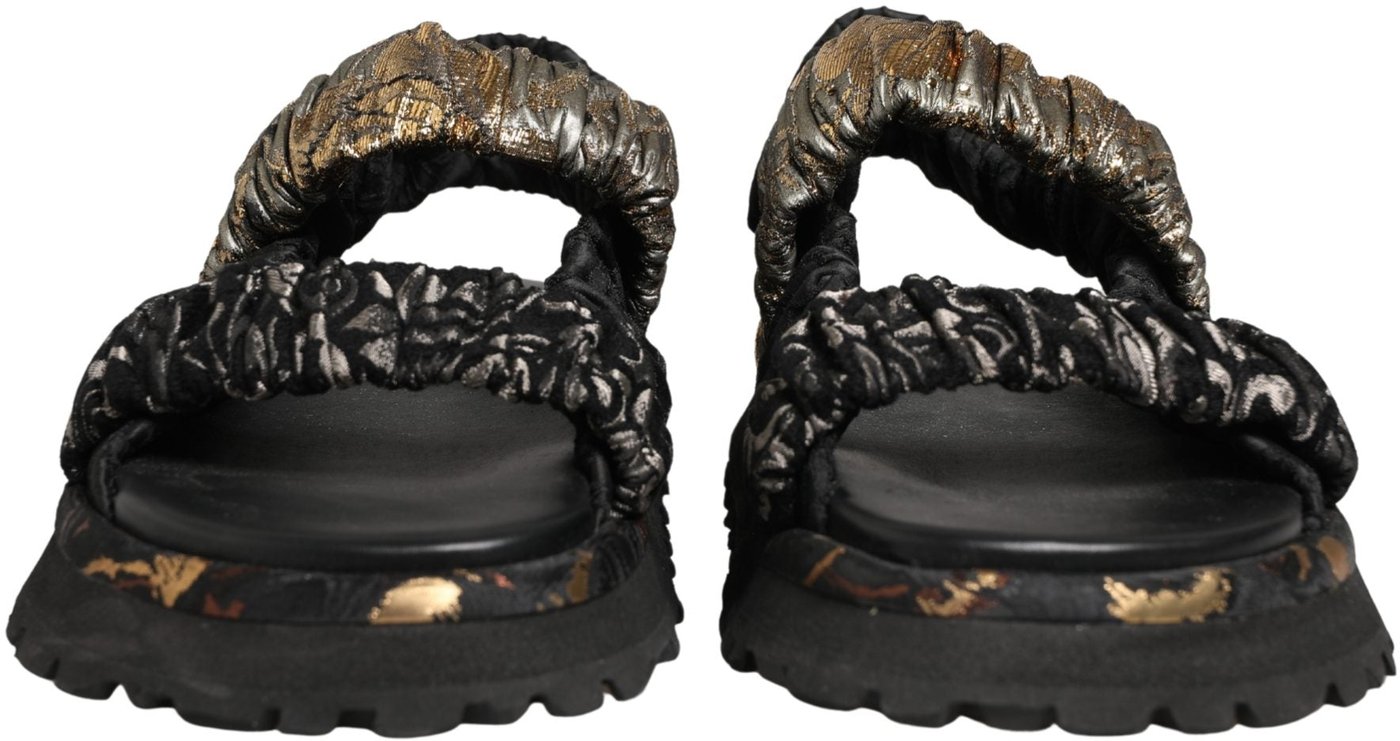 Dolce & Gabbana Black Ruching Detail Flats Men Sandals Shoes