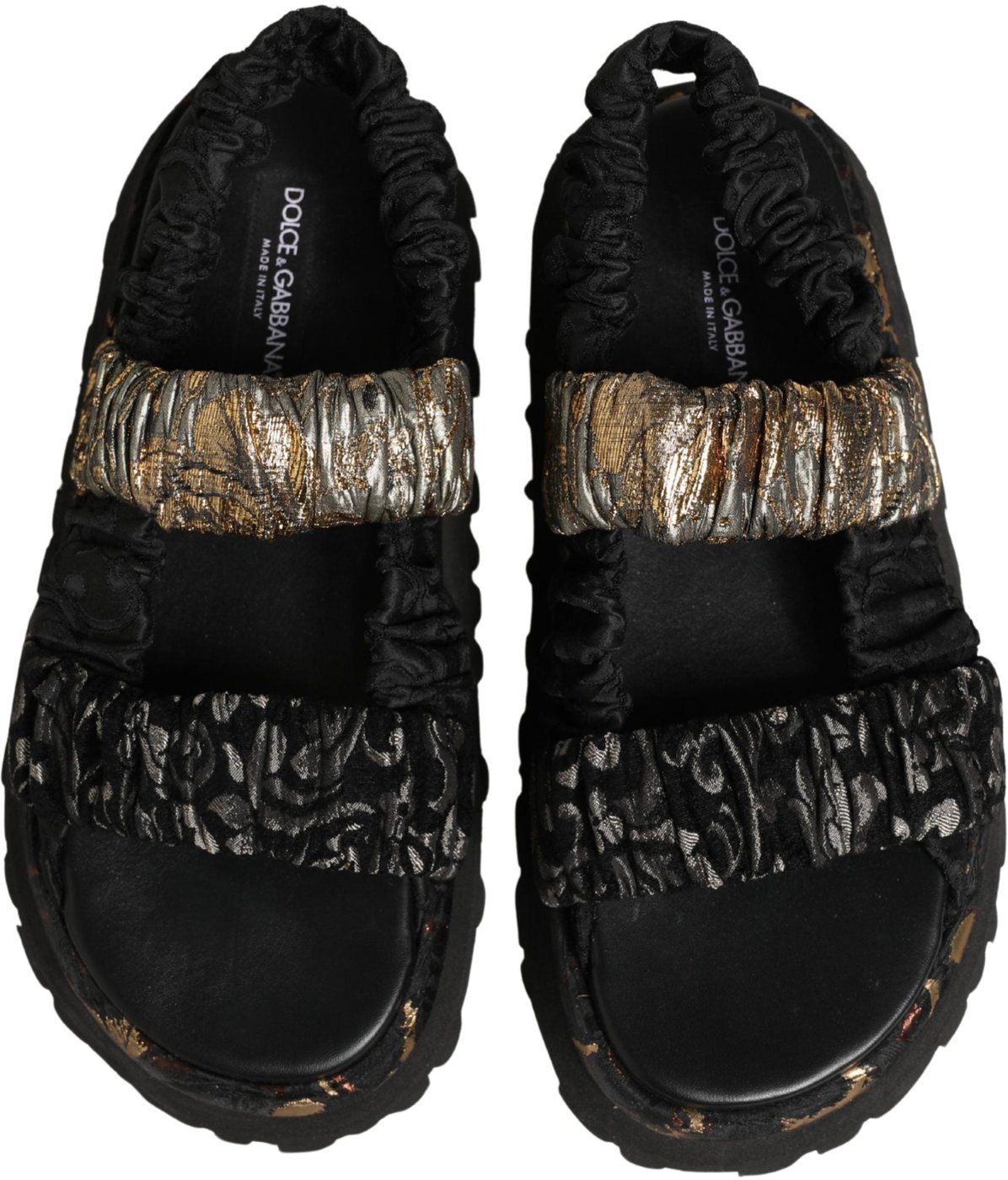 Dolce & Gabbana Black Ruching Detail Flats Men Sandals Shoes