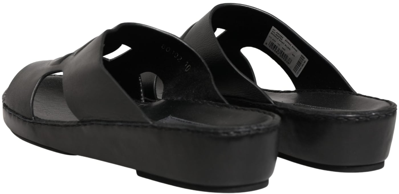 Dolce & Gabbana Black Leather Cutout DG Logo Sandals Shoes