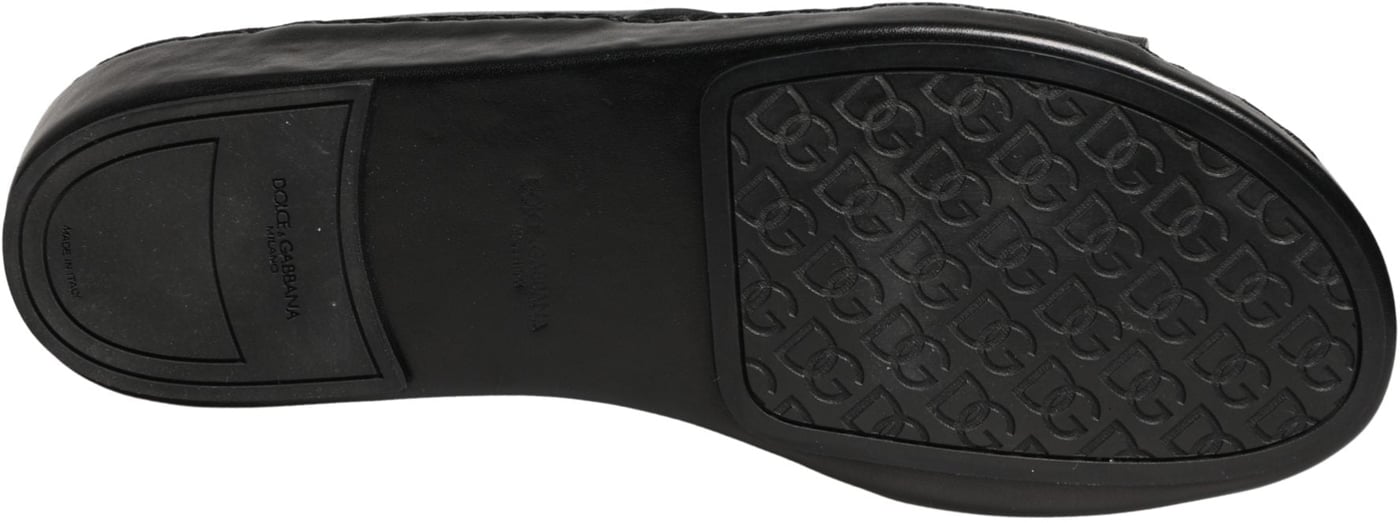 Dolce & Gabbana Black Leather Cutout DG Logo Sandals Shoes