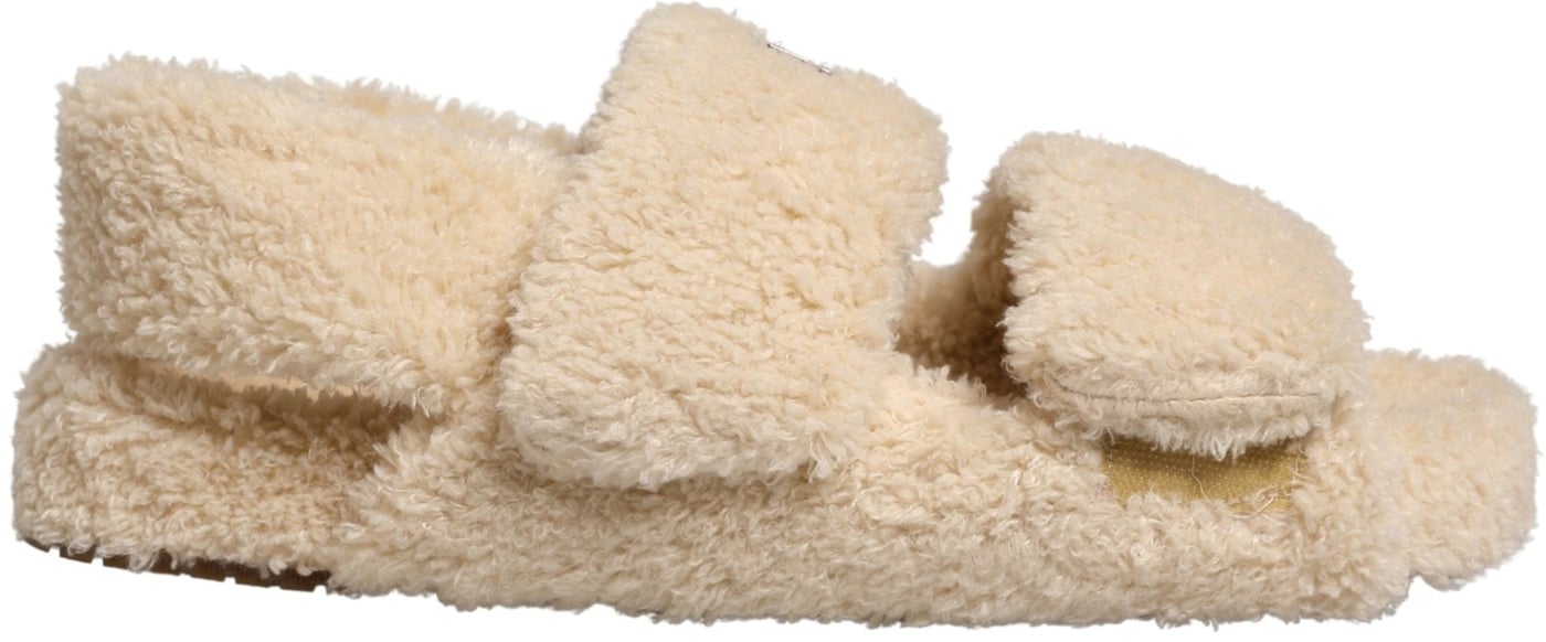 Dolce & Gabbana Beige Faux Fur Slides Men Flats Sandals Shoes