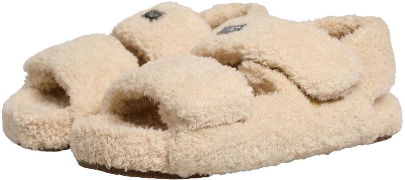 Dolce & Gabbana Beige Faux Fur Slides Men Flats Sandals Shoes