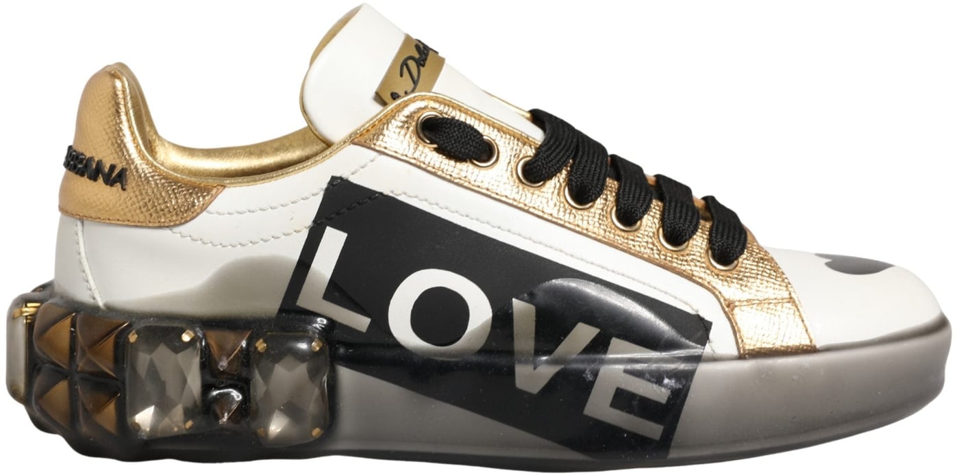 Dolce & Gabbana Multicolor Crystal StuddedLOVE Sneakers Shoes