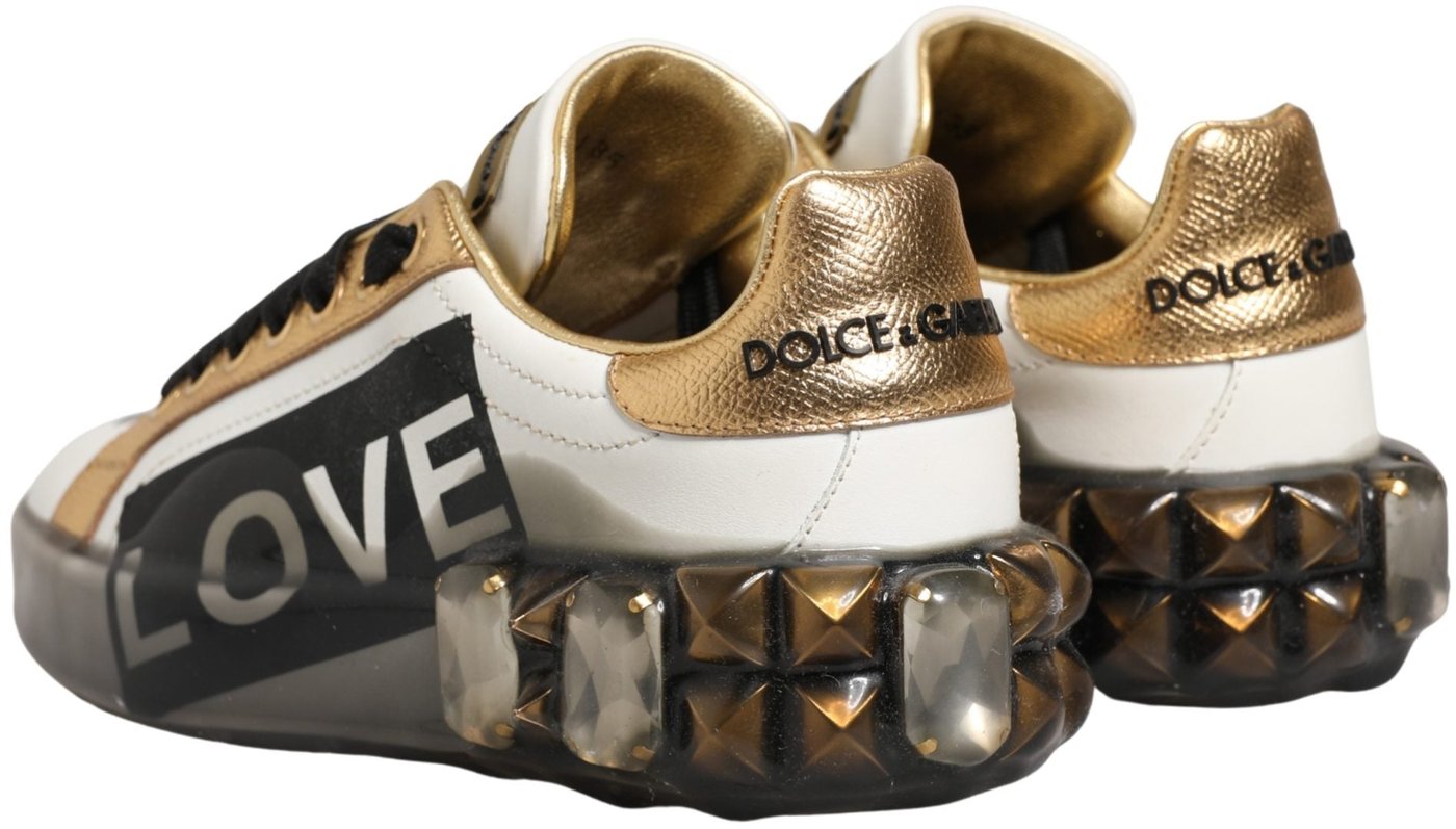 Dolce & Gabbana Multicolor Crystal StuddedLOVE Sneakers Shoes