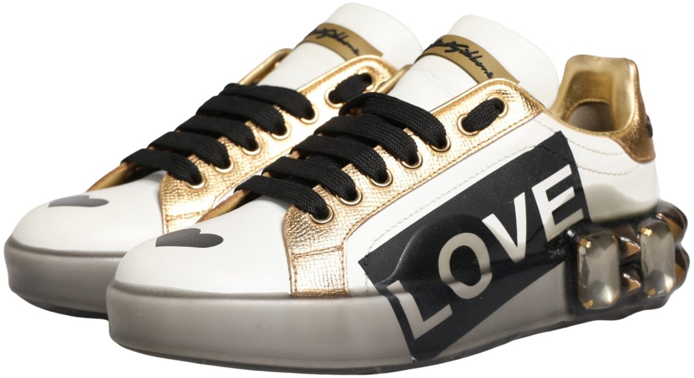 Dolce & Gabbana Multicolor Crystal StuddedLOVE Sneakers Shoes