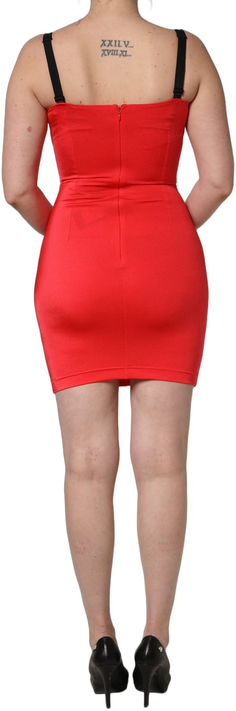 Dolce & Gabbana Red Nylon Blend Cady Sleeveless Mini Dress