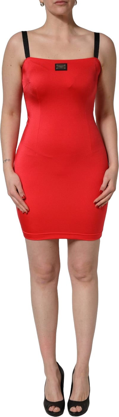 Dolce & Gabbana Red Nylon Blend Cady Sleeveless Mini Dress